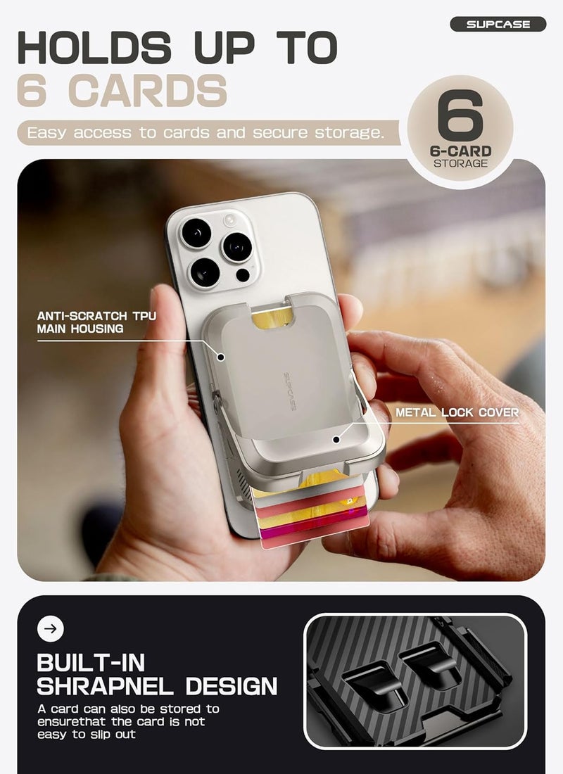 SupCase for MagSafe Wallet with Stand, Magnetic Wallet for Men Women, [Hold 6 Cards] [RFID Blocking] [Strong Magnetic Lock] Phone Stand Card Holder for iPhone 17/16/15/14/13/12 Series, Frost Gray - Image 4